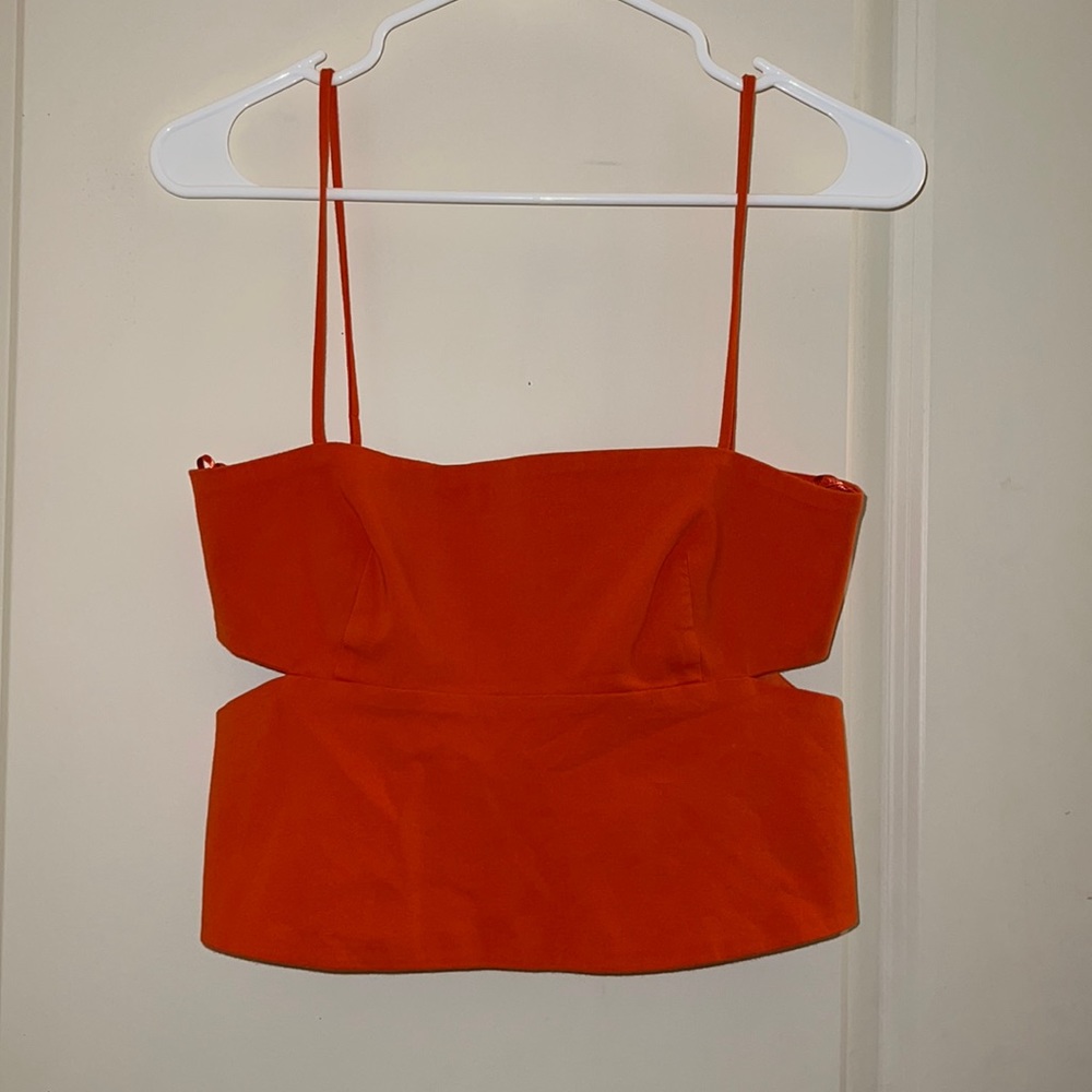 zara cropped orange tank